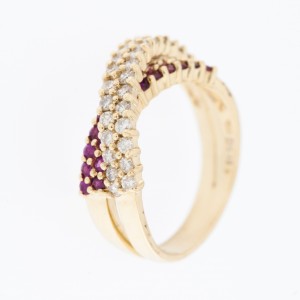 CROSSED RING DIAMOND & RUBY...